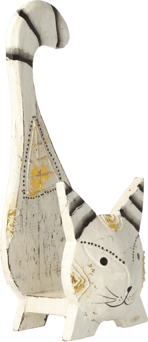 Levéltartó cica - 1 fakkos, fehér