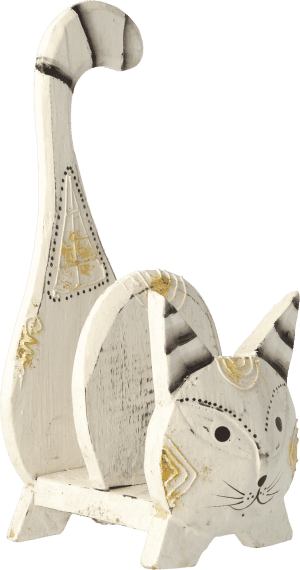 Levéltartó cica - 2 fakkos, fehér