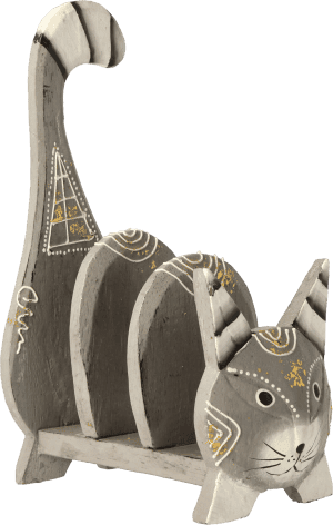 Levéltartó cica - 3 fakkos, Szürke