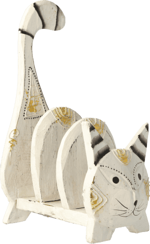 Levéltartó cica - 3 fakkos, fehér