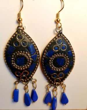 Mozaikkal kirakott réz fülbevaló - Kék