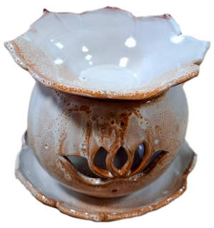 Nagy lótusz aromalámpa - fehér-barna